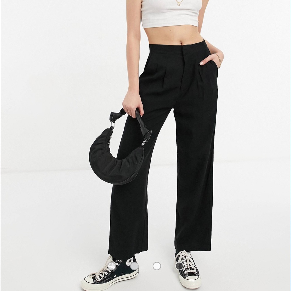 Cotton On drapey wide leg trouser pants in black